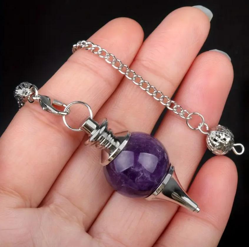 Маятник аметистовий біолокаційний 4 см. на ланцюжку. Маятник натуральний аметист. Маятник для діагно Київ - фото 1