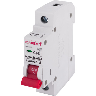 Автоматичний вимикач E.NEXT 1-п e.mcb.stand. 16А C ( 4,5кА) (s002008) Вінниця - фото 1