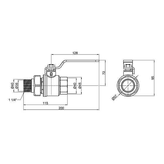 Кран кульовий "Американка" Thermo Alliance Standart 1" 1/4 ВН прямий SD220W32 Київ