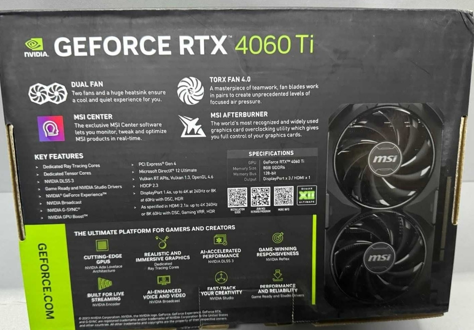 Відеокарта MSI GeForce RTX 4060 Ti VENTUS 2X BLACK 8G OC Нова! Харків - фото 3