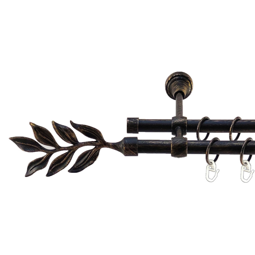 Карниз Orvit Лавр металевий дворядний литий Чорне Золото 16\16 мм 300 см (5468275) Львів - фото 1