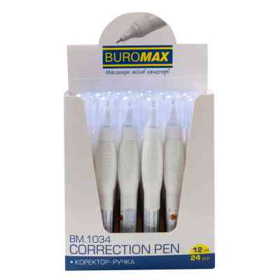 Корректор Buromax ручка 12 мл , спиртовая основа, металлический наконечник (BM.1034) Винница