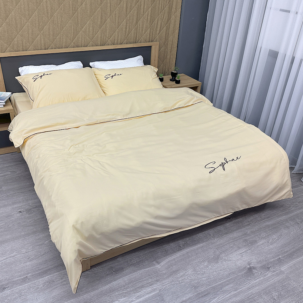Комплект постільної білизни Сатин, Двоспальний 180х220 Кремовий (88-143) Київ - фото 2