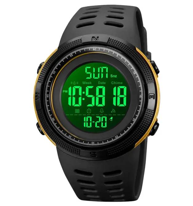 Спортивные наручные часы Skmei 2070 (Черные с золотым корпусом и белым циферблатом) Винница - изображение 3