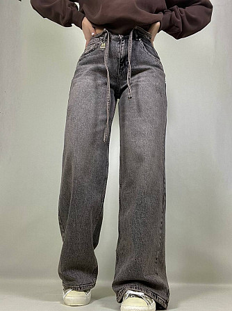 Джинсы женские I8 52407 широкие Baggy бананы с поясом веревкой коричневые, коричневый, 25, 25, 70 см Одесса - изображение 9