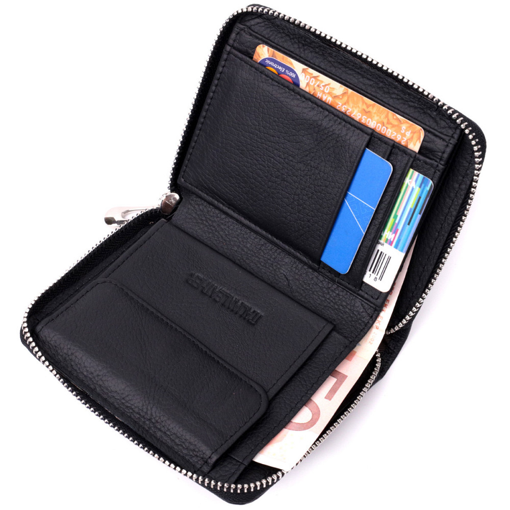 Портмоне для женщин на молнии в классическом цвете из натуральной кожи ST Leather 19488 Черный Киев - изображение 5