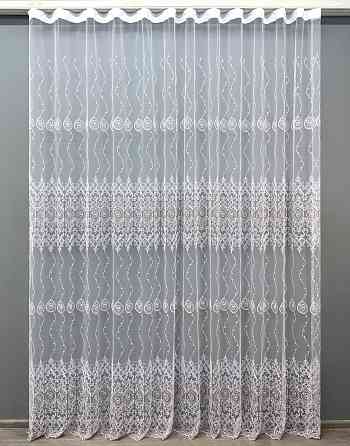 Тюль VR-Textil 1856т Фатин с вышивкой Корд и люрексом Холодный белый с пудровым 300х270 см (40-197) Киев