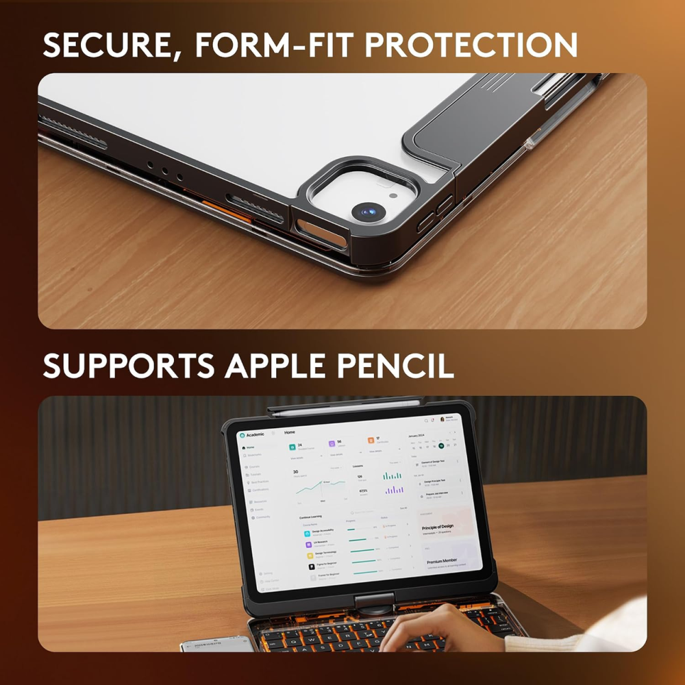 Прозрачный чехол-клавиатура для iPad Air 11″ M2/M3 и Pro 11″, Bluetooth, тачпад, RGB-подсветка 7 цветов, поворотная подставка 360° Киев - изображение 9