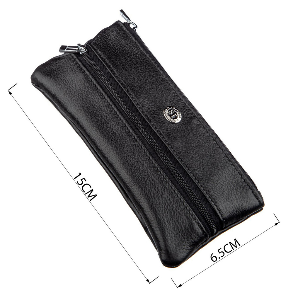 Чоловіча компактна шкіряна ключниця чорна (ST Leather) Київ - фото 9