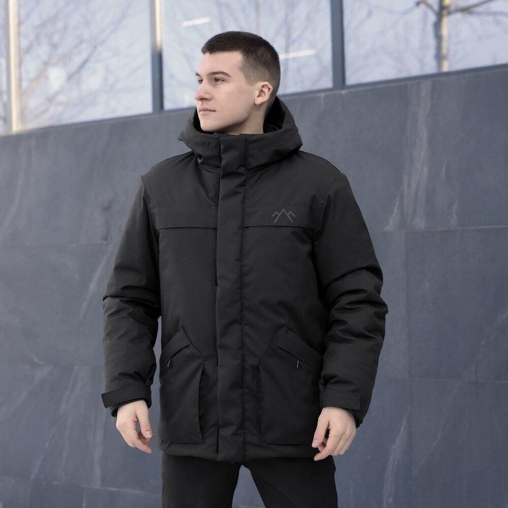 Чорна чоловіча парка зимова з капюшоном Pobedov Navy Київ - фото 1