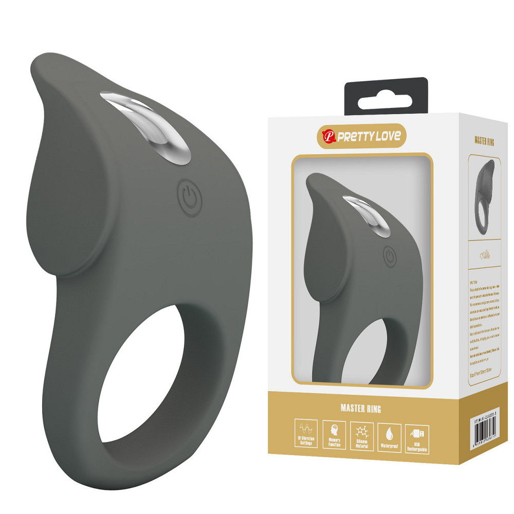 Эрекционное виброкольцо PRETTY LOVE Master Ring силиконовое, серое, 8.7 х 5 см Sex Aura Киев - изображение 1