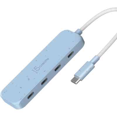 Концентратор J5create USB-C to 4xUSB-C 3.2 10Gbps cyan (JCH345EC-N) Винница