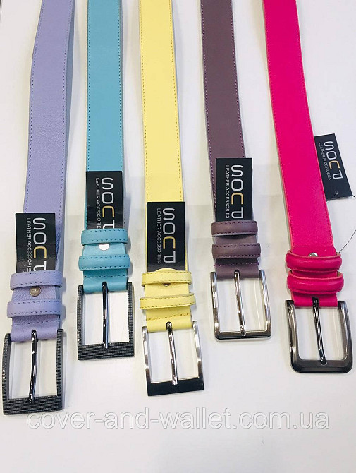 Стильний жіночий ремінь жовтого кольору з натуральної шкіри 35мм PS Leather Київ - фото 7