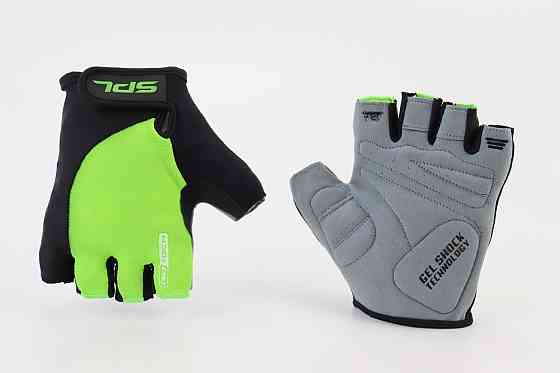 Перчатки без пальців XL з гелевими вставками під долоню, чорно-салатові SBG-1457 Київ