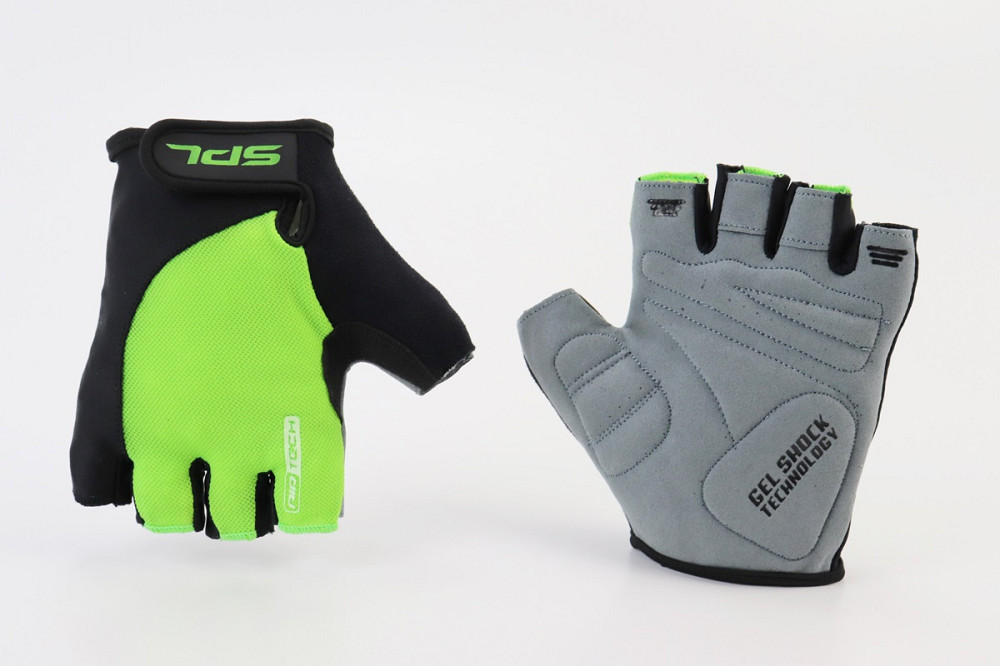 Перчатки без пальців XL з гелевими вставками під долоню, чорно-салатові SBG-1457 Киев - изображение 1