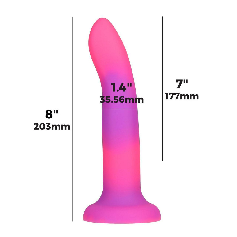 Светящийся в темноте фаллоимитатор ADDICTION Rave 8″ Glow in the Dark Dildo Pink Purple, 20,3 см Sex Aura Киев - изображение 4