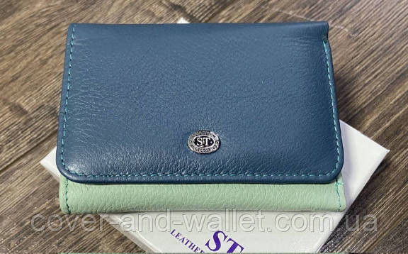 Красивый бирюзовый кошелек на магнитах небольшого размера ST Leather 403-1 Киев - изображение 1