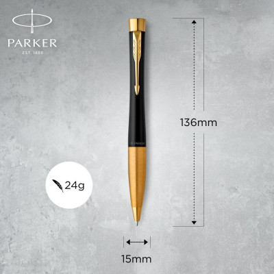 Ручка шариковая Parker URBAN 17 UKRAINE Muted Black GT BP Трезубец на торце (30035_TR) Винница - изображение 5