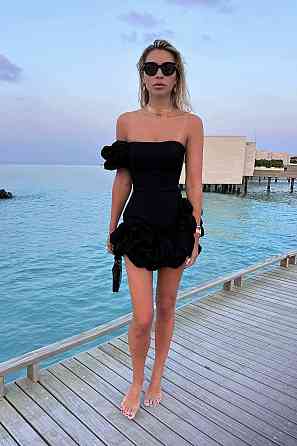 Женское праздничное мини платье с воланами костюмка барби Черный, 44/46 Одесса