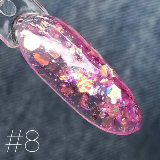 ГЛИТТЕРНЫЙ ГЕЛЬ SAGA PROFESSIONAL GALAXY GLITTER 08 ПРОЗРАЧНЫЙ с розовыми частями Киев