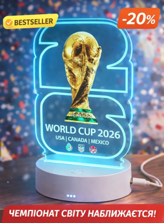 LED светильник World Cup 2026 3D с RGB-подсветкой, ночник Кубок мира, подарок футбольному фанату Киев