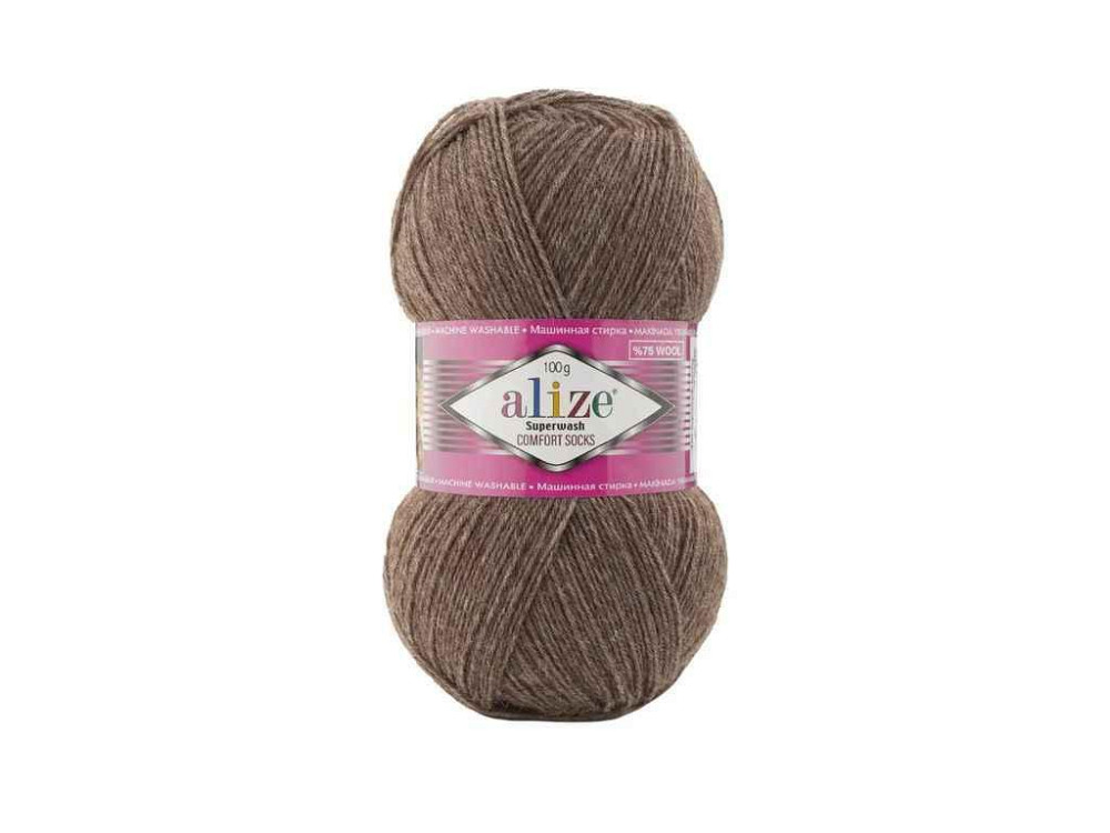 Пряжа Superwash Comfort арт.240 5шт/уп коричневый 25% полиамид 75% шерсть 100г 420м ТМ ALIZE Киев - изображение 1