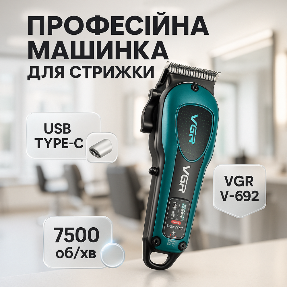 Аккумуляторная машинка для стрижки VGR V-692 GREEN CP-83 Львов - изображение 15