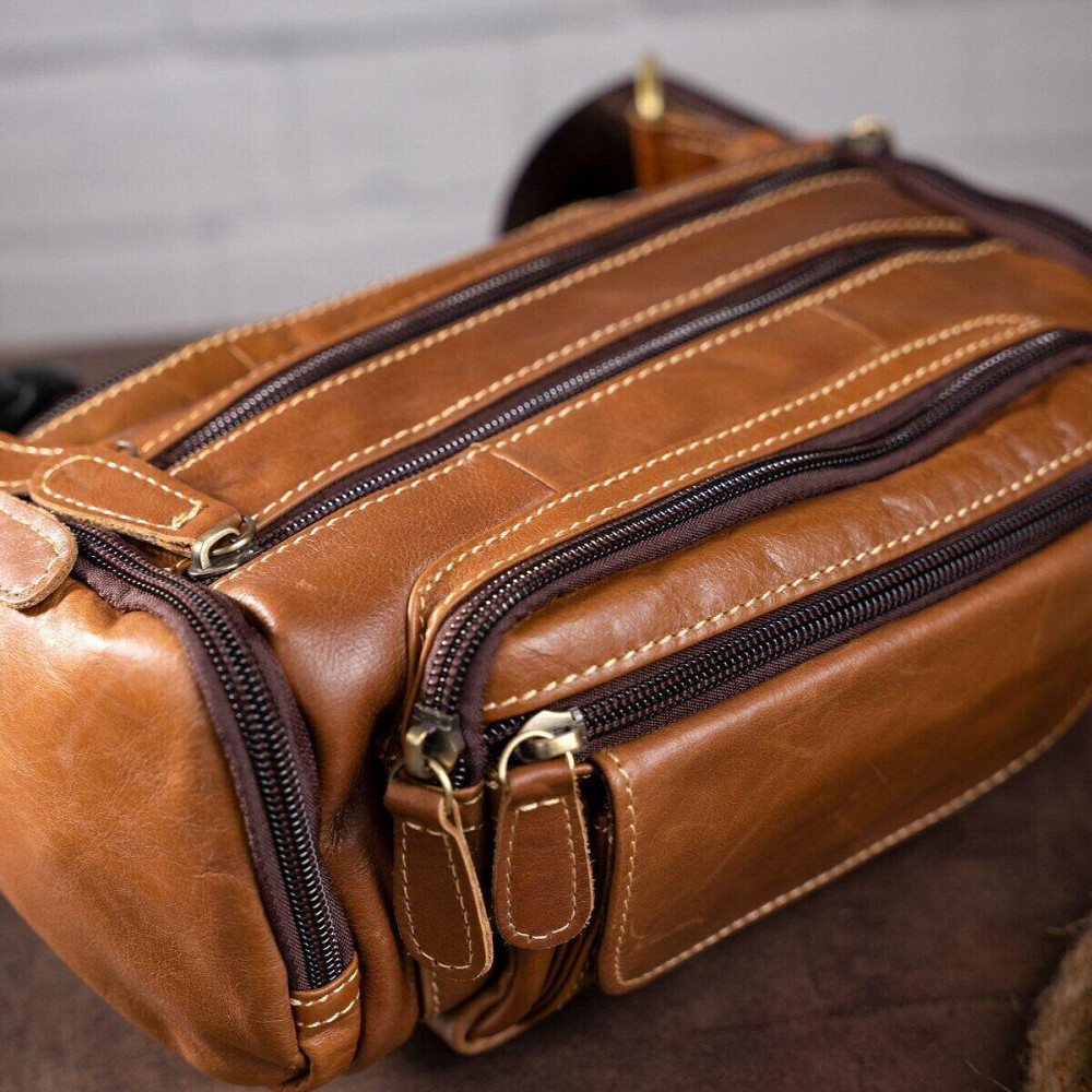 Сумка на пояс объемная Vintage 14695 Коричневая Киев - изображение 8