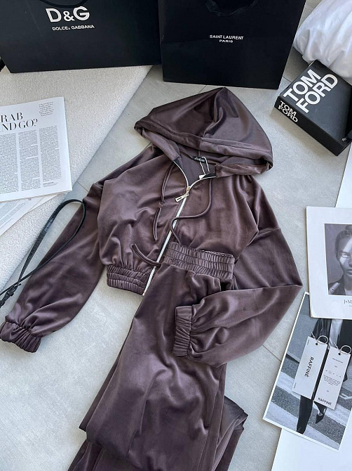 Женский прогулочный оверсайз костюм двойка: кофта и штаны турецкий велюр. Шоколадный Одесса - изображение 6