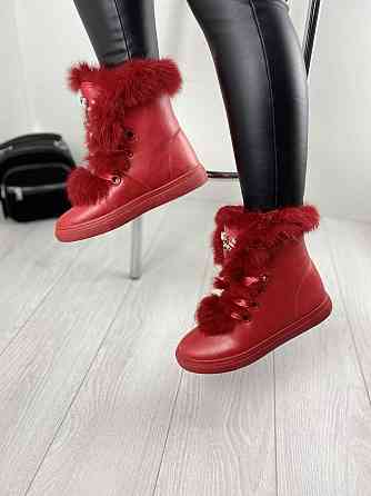 Violeta Черевики жіночі Violeta червоні еко-шкіра зима висота 15.5см розмір 36 (1135) Коломия