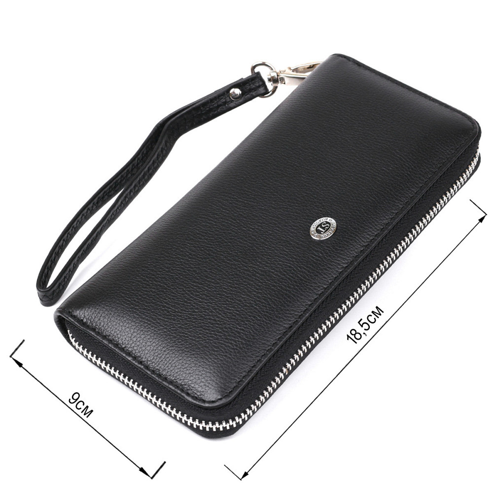 Шкіряний жіночий клатч на блискавці Чорний (ST Leather) Київ - фото 1