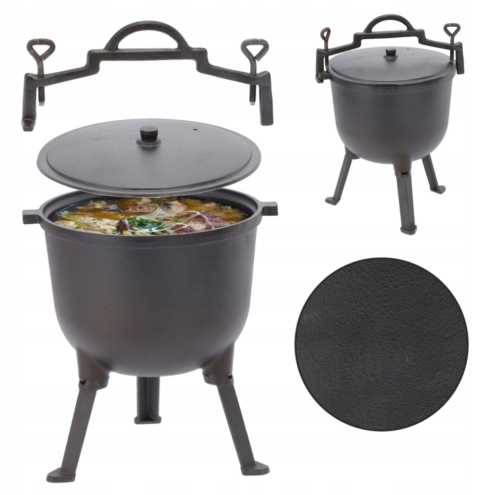 Туристичний чавунний казан 11 л Garden Line на 3 ніжках з кришкою та ручкою для перенесення (Польща) Київ - фото 12