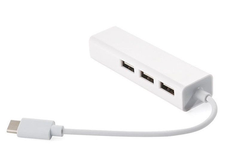 Хаб USB 2.0 Type-C -> 3xUSB 2.0 + RJ45 Fast Ethernet White Винница - изображение 1