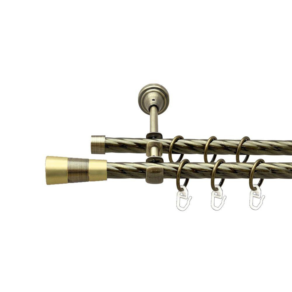 Карниз Orvit Валео металевий дворядний відкритий скручена труба кільце металеве Антик 16\16 мм 200 см (00-00022434) Львів - фото 1