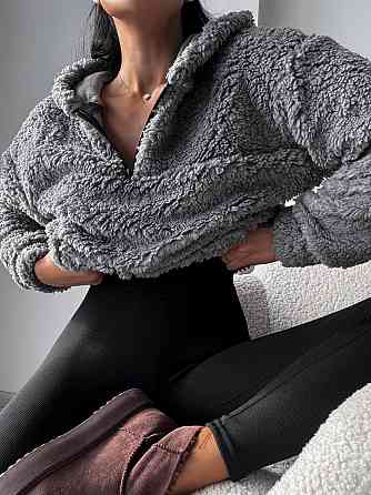 Стильный женский теплый костюм двойка Тедды,рубчик плотный с начесом Серый, 42/44 Одесса