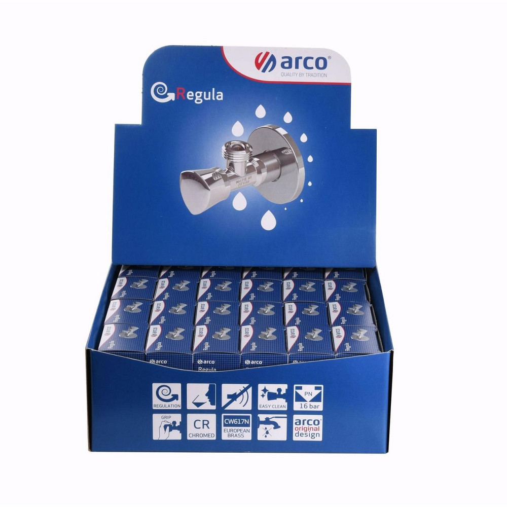 НАБІР Кран вентильний кутовий ARCO 1/2″х1/2″ ZENIT REGULA Z0912 30шт. VTQ005 (000016257) Київ - фото 1
