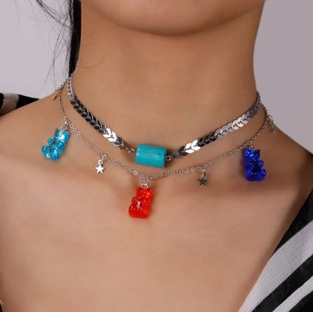 Намисто з ведмедиками - довжина 34см, смола, цинковий сплав Київ - фото 1