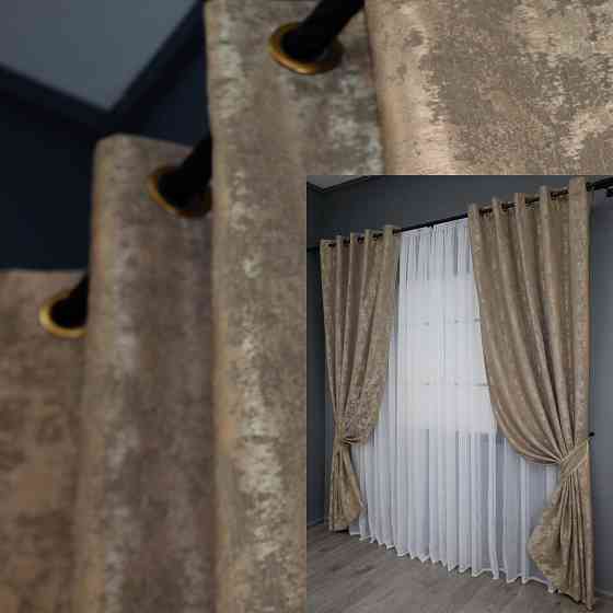 Комплект штор на люверсах VR-Textil Жаккард Sultan YL № 1207ш Капучино 150х250 см 2 шт (37-0058) Киев