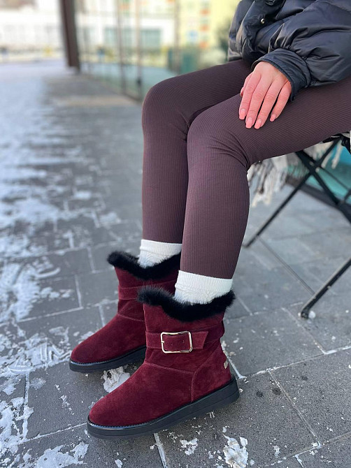 Без бренда Угги жіночі YDG-bellini 1833 бордові (зима, замша натуральна) (1715) 40 Коломыя - изображение 3