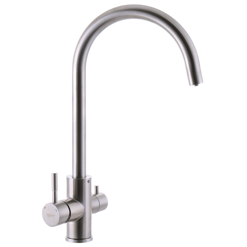 Змішувач на кухню Zerix SUS-021 із виходом для питної води нерж. сталь (ZX3169) Чернівці - фото 1