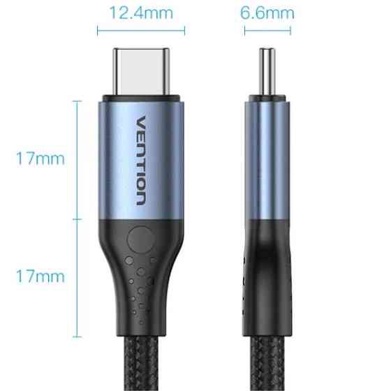 Кабель USB 4.0 Type-C M-M, 1.0 м 240W 8K60Hz Thunderbolt 4 Gray Aluminum Alloy Vention Вінниця
