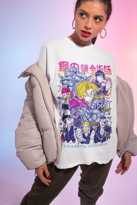 Футболка для хлопчика з аніме принтом Сталевий алхімік оверсайз (зріст від 165 до 180) Чорний AnimeJ1035m Дніпро - фото 4