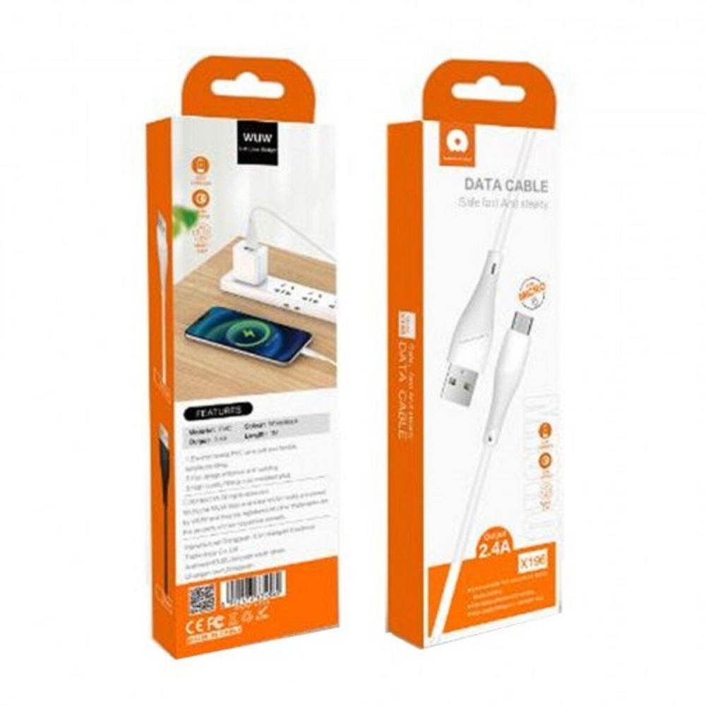 Кабель WUW-X196 USB Micro 2,4A 1m white 6972573335572 Одеса - фото 2
