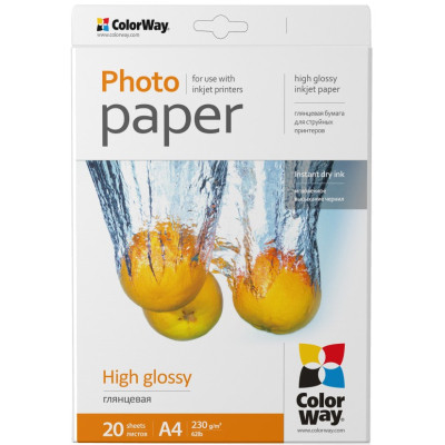 Фотопапір ColorWay A4 230г Glossy 20ст (PG230020A4) Вінниця - фото 1