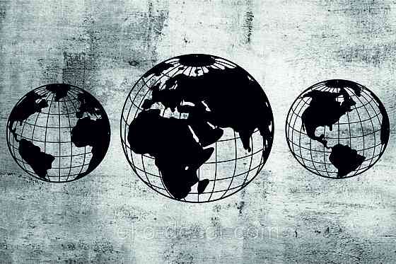 Декоративне настінне Панно «Глобус», Декор на стіну 90*220 см, Чорний Київ