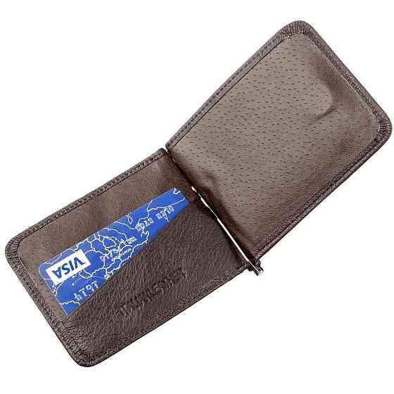 Удобный мужской зажим для купюр Коричневый (ST Leather) Киев