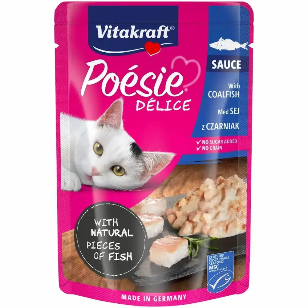 Полнорационный влажный корм для кошек Витакрафт Vitakraft Poésie Délice с рыбой сайда в соусе, 85 г Винница - изображение 1