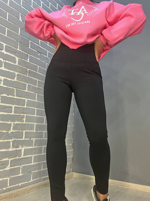 Лосины женские Kenalin 88-2 корсет на молнии дайвинг формующие утепленные на меху черные, черный, 5XL Киев - изображение 11