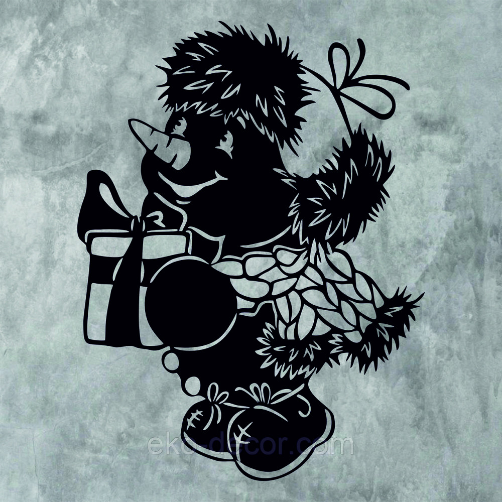 Декоративное настенное Панно «Снеговик», Декор на стену 90*67 см, Черный Киев - изображение 6