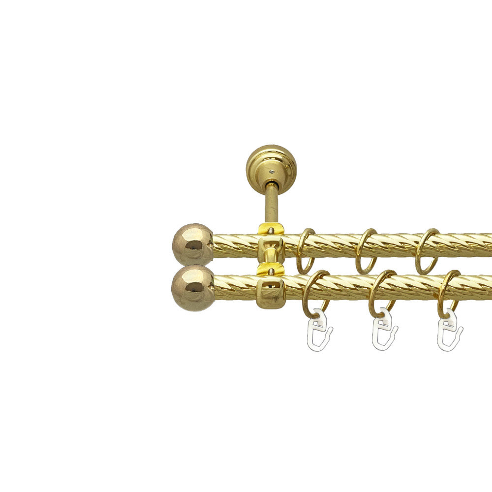 Карниз Orvit Куля Болонь металевий дворядний відкритий скручена труба кільце металеве Золото 16\16 мм 300 см Львов - изображение 1